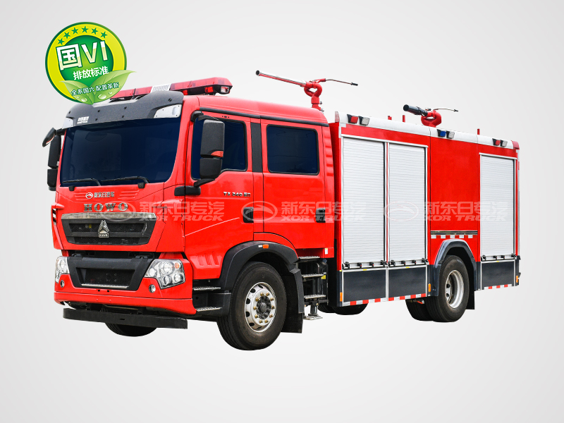 新東日牌 國(guó)六 6.5噸 豪沃單橋干粉泡沫聯(lián)用消防車(chē)